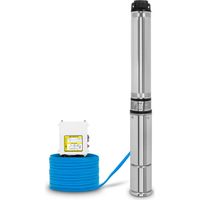 EBERTH 4" Tiefbrunnenpumpe Brunnenpumpe aus rostfreiem Edelstahl, Elektrisch 550W, Durchmesser Pumpe 4 Zoll (10cm), Anschlussgewinde 1 1/2 Zoll, Stromkabel 20m, Förderhöhe max. 43m, mit Schmutzsieb