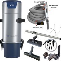 Aspiration centralisée AERTECNICA TS2 (jusqu’à 400 m²), Sans sac - GARANTIE 3 ANS - Avec 1 trousse flexible à variateur 9 M + 8 accessoires + kit de nettoyage micro (AA081) offert