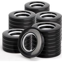 BRAVIX Anneaux Rideaux Anneaux de Rideaux en 40mm Anneaux pour Tringle à Rideaux en Plastique Anneaux d'oeillet de Rideau Anneaux de Bricolage pour Rideau de Fenêtre 32PCS Noir
