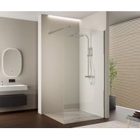 BERNSTEIN - Cabina de ducha italiana de cristal templado 10mm Perfil para cabina de ducha de aluminio - EX103 - 200x140cm, redonda, Cromo, Sin LED 1400 mm, alrededor, Cromo de alto brillo, Sin LED