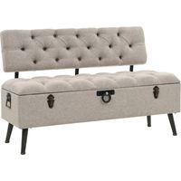 Panca contenitore con schienale 110 cm tessuto crema 020010951