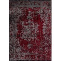Tapis kilim tissé en coton 240x300 rouge et gris rectangle motif abstrait