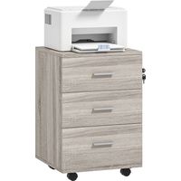Cajonera 3 cajones con ruedas cerradura 2 llaves archivador móvil 40x40x61.5 cm Gris