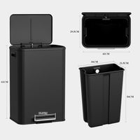 40-Liter-Küchenabfalleimer, Treteimer mit Soft-Close-Deckel, Edelstahl, Schwarz
