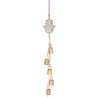 Pendentif main de Fatima en bois avec détails dorés - Décoration élégante pour la maison