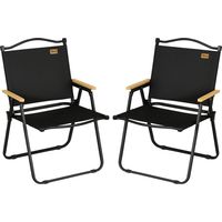 Set 2 Sillas de Jardín Plegables con Reposabrazos Sillas para Camping y Playa en Tela Oxford y Acero 54x59x78 cm Negro
