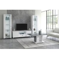 MARIKA - Ensemble Salon Blanc et Effet Pierre avec Leds