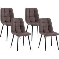 CLP – Lot de 4 chaises de salle à manger Antibes – Tissu marron résistant – Rembourrage confortable – Pieds en métal noir – Support jusqu'à 150 kg