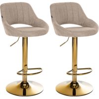 Lot de 2 tabourets de bar Milet en tissu Taupe métal or
