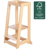 Montessori-Lernleiter - ROBA - Zertifiziertes FSC-Bambus - In 3 Höhen verstellbar - Bis zu 80 Kg - Natur