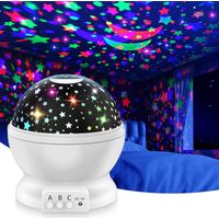 Proyector de estrellas infantil con luz nocturna para niños de 2 a 12 años, 1 unidad (cielo estrellado blanco giratorio).