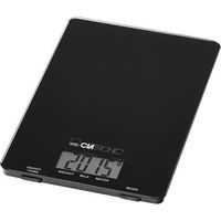 Clatronic KW 3626 Báscula de Cocina Digital Extraplana, Medición 1gr, Hasta 5 kg, LCD, Función Tara, Vidrio Negro