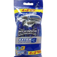 Rasoio tripla lama extra 3 essentials wilkinson confezione da 4+2 rasoi