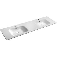 Sapho - Lavabo doppio 181x52 cm, con troppopieno, 2 fori per miscelatore, bianco AC181