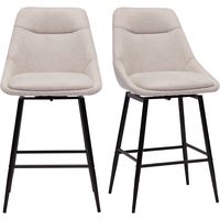 Sgabelli da bar girevoli a 360° in tessuto effetto velluto beige testurato e metallo H66 cm (set di 2) ALESS