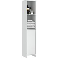 Columna Auxiliar de Baño Armario de Baño con Puerta 2 Estantes Abiertos Antivuelco Estilo Moderno 30x30x160 cm Blanco