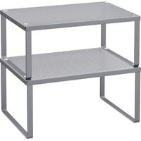 Lot de 2 - Étagère à épices - Support de rangement - Empilable et extensible - Pour cuisine et cellier - Argent - 43x20x18 cm