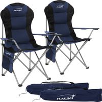 Hauki Set 2x Sedia da Campeggio Pieghevole Blu Sedia da Pesca Carico Fino a 150 kg Sedie da Giardino con Portabicchieri e Borsa per il Trasporto Pieghevole Oversize Sedia Leggera e Imbottita