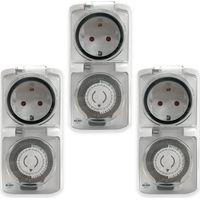3er Set Analoge Zeitschaltuhren für Außensteckdosen Garten Timer mechanisch 13cm
