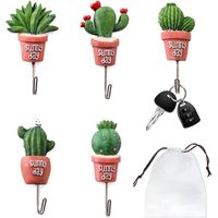 5 crochets pour pots de fleurs, crochets en acier inoxydable, avec 1 sac de rangement pour cuisine, salle de bain, chambre, cintre, crochet auto adh