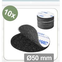 Quadrios 25CA662 Punti a strappo da incollare Lato morbido e lato rigido (Ø) 50 mm Nero 10 pz.