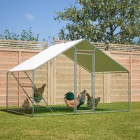 Enclos poulailler 3x2x2 m avec perchoir échelle, serrure, bâche PE anti-UV étanche, tubes acier 1 mm, gris