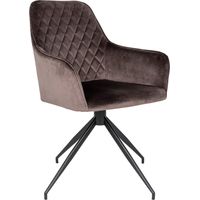 Sedia da pranzo girevole Harbo in velluto mushroom con base nera