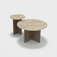 Private Runde Holztisch-Sets aus Holz fürs Wohnzimmer - Beige