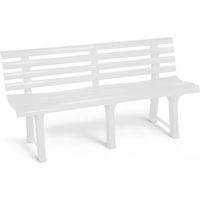 Kunststoff Gartenbank 3-Sitzer 145 x 74 cm - weiß - Garten Sitzbank mit Rückenlehne wetterfest 200 kg Belastbarkeit