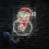 1.1m Large Outdoor LED Christmas Snowman Silhouette Motif Twinkle with Plug
