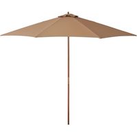 3(m) Garden Umbrella Wooden Parasol 8 Ribs Bamboo Sun Shade Patio Outdoor Umbrella Canopy Khaki