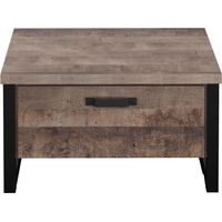 Table basse carrée 2 tiroirs 80x80x45 cm décor chêne - PLEX