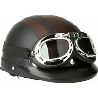 Casque De Moto Scooter Vespa, Casque Coupe-Vent D'hiver Avec Visière Uv Lunettes Retro Style De Vintage 54-60cm (Casque De Moto Scooter Vespa, Casque Coupe-Vent D'hiver Avec Visière Uv Lunettes
