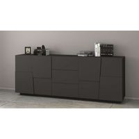 Madia credenza soggiorno moderna 3 cassetti 2 ante 220x44x86cm Margaux - Antracite