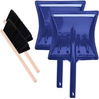 Garronda Ensemble pelle et balayette Noir + Bleu — pelle métal manche métal brosse poils PET — Lot de 2 — GD-0172