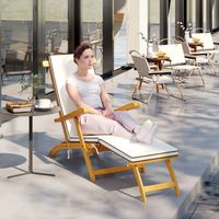 Folding Sun Lounger, Acacia Wood, White
