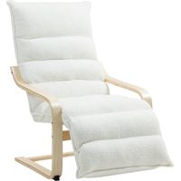 Lounge-Sessel aus Birken, Polstersessel, verstellbare Fußstütze, Weiß