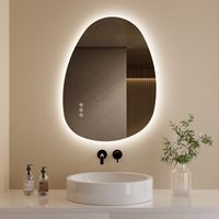 S'AFIELINA Bathroom LED Mirror Asymmetrical Illuminated Backlit Wall Mounted Mirror with Dimmable LED 3 Lighting Modes 60x45cm