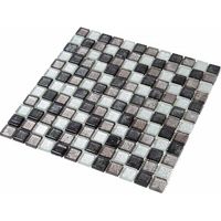 Decoon – Mosaïque en verre mix gris 2.3 x 2.3 cm – Imperméable et hygiénique – Pour salle de bains et cuisine – Facile à entretenir
