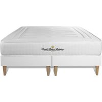Base tapizada blanco + Colchón con espuma viscoelástica 2x100x200