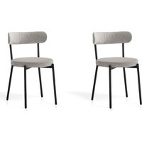 Lot de 2 chaises de salle à manger, Detroit en textile texturé gris et métal, 75x46x49 cm