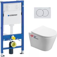 WC Set Vorwandelement + WC Swiss Aqua Technologies Infinitio spülrandlos + Platte Alpinweiß (InfinitioGeb1-DE)