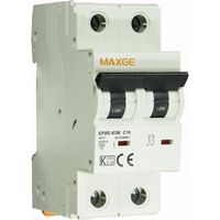 Interruptor Magnetotérmico Residencial/Terciario 2P 6-40A 6kA Curva C MAXGE Alpha + 16 A