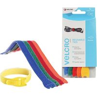 Reusable Hook-and-Loop Cable Ties for Bundling, 200mm x 12mm, Assorted Colors (Blue, Green, Red, Orange, Yellow), VELCRO® Brand, Pack of 5
