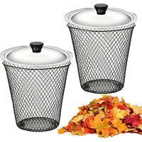 Metal Worm Composter, in Ground Compost Bin Container, 2 Piece Mesh Compost System with Lid Cover, Sturdy Steel Composts Basket, Garden Waste Recycling Bin Design, Urban Farming Kitchen Scrap Use