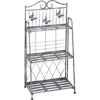 Scaffale Fioriera 3 Ripiani Pieghevole da Giardino Balcone Argento