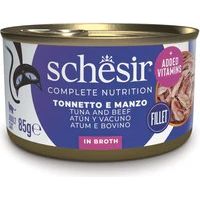 Schesir Atun y Vacuno con Arroz al Natural - Comida Humeda Completa para Gatos - 85 g