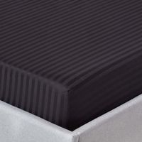 HOMESCAPES Drap-housse rayé 140 x 200 cm 100 % coton égyptien 330 fils coloris noir