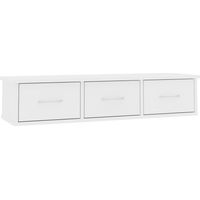 INLIFE Étagère murale avec tiroirs Blanc 88x26x18,5 cm Aggloméré