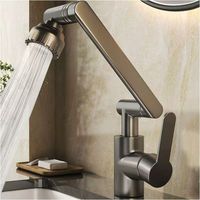 Grifo de cocina flexible CHOYCLIT, grifo de baño giratorio, grifo mezclador de cocina extensible de acero inoxidable, 2 modos de ajuste de caudal de agua
